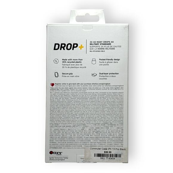 Otterbox Commuter Series Case for iPhone 13 Pro, Black - Picture 2 of 3